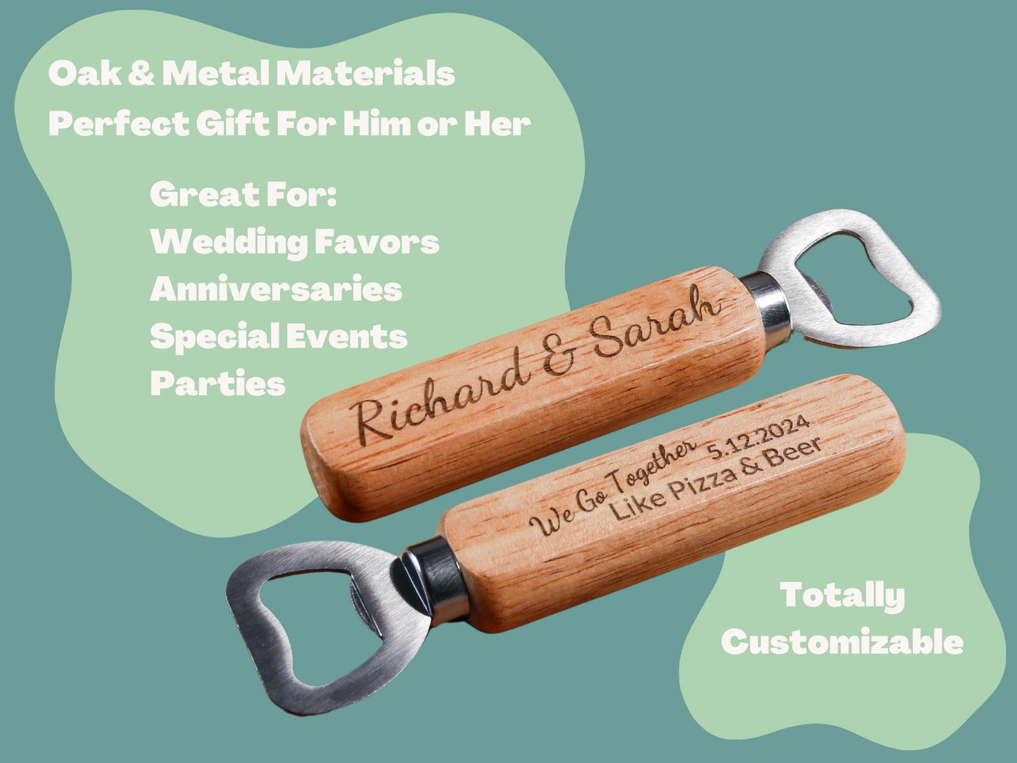 Personalized Bottle Opener, Wooden Bottle Opener Laser Engraved Gift For Him, Wedding Gift, Groomsmen Gift, Fathers Day Gift, Anniversary