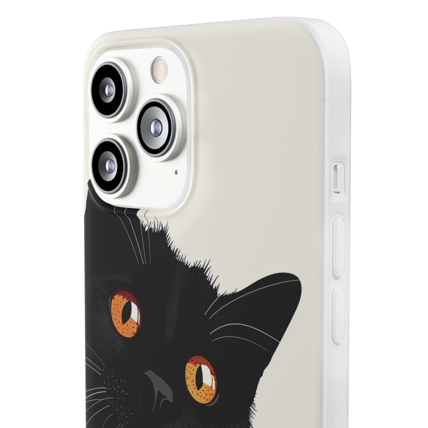 iPhone Flexi Case - Black Cat Orange Eyes Illustration