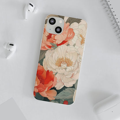 iPhone Flexi Case - Pastel Peony Floral