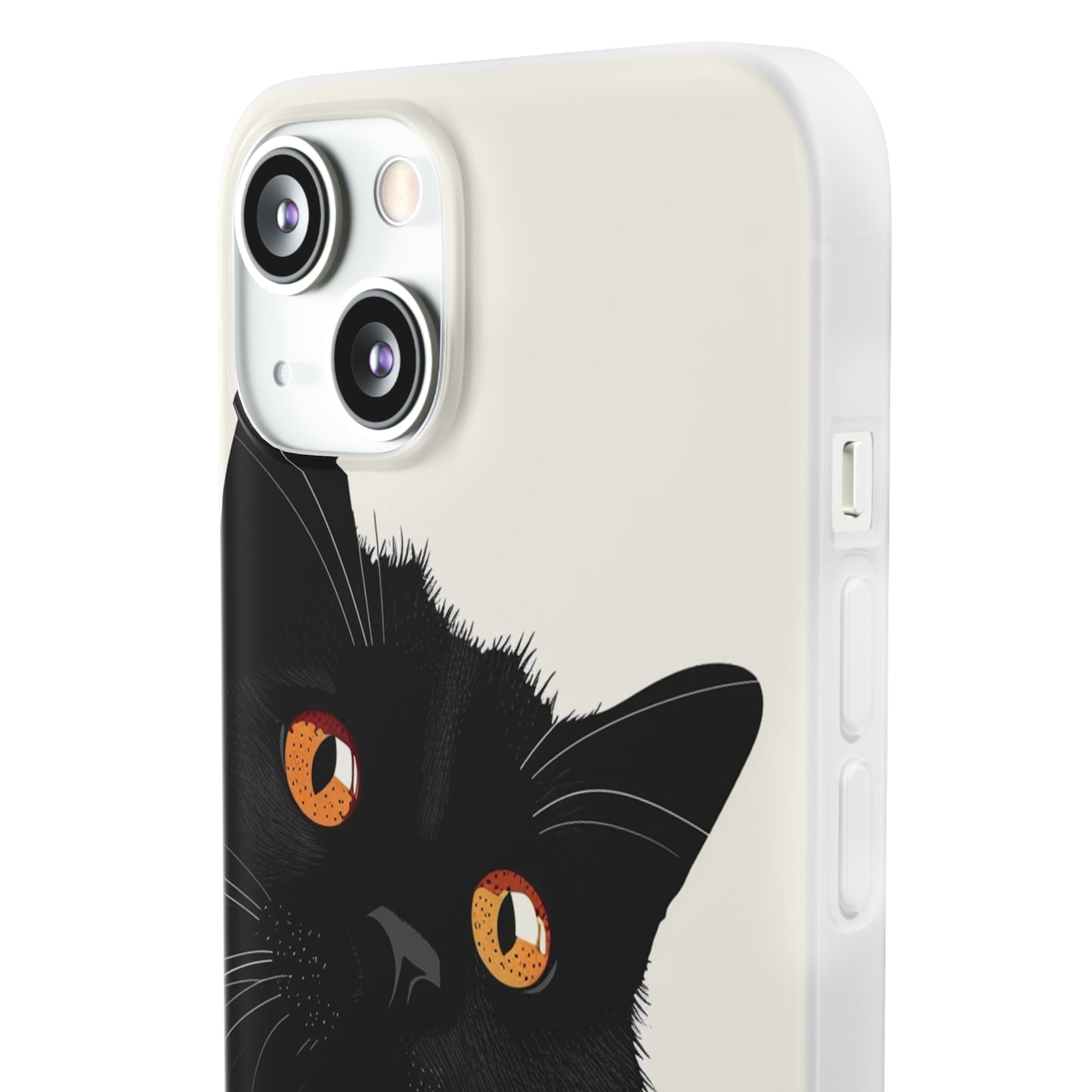 iPhone Flexi Case - Black Cat Orange Eyes Illustration