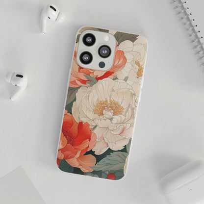 iPhone Flexi Case - Pastel Peony Floral