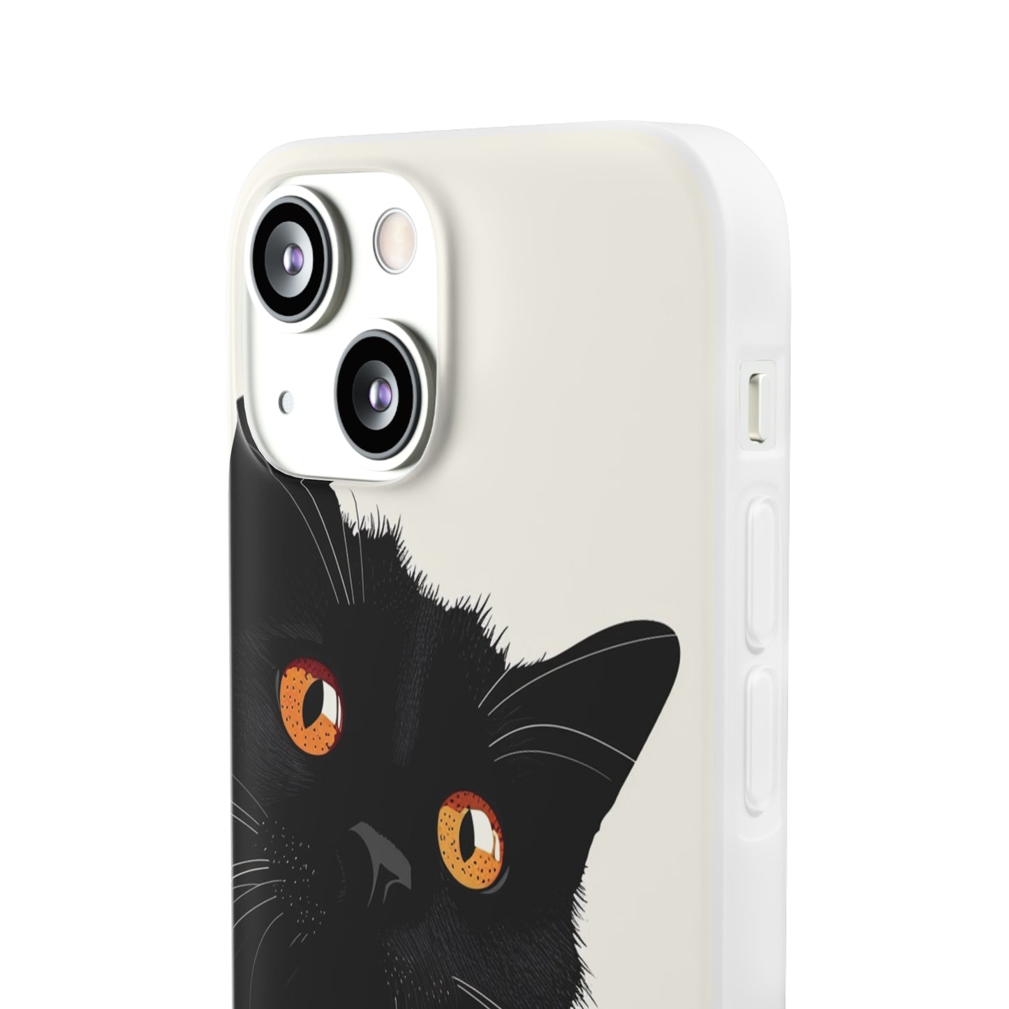 iPhone Flexi Case - Black Cat Orange Eyes Illustration