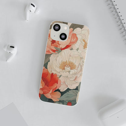 iPhone Flexi Case - Pastel Peony Floral