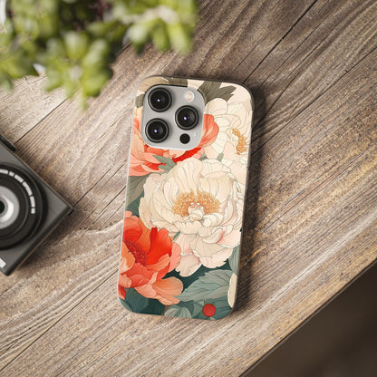 iPhone Flexi Case - Pastel Peony Floral