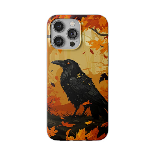 iPhone Flexi Case - Crow Fall Illustration