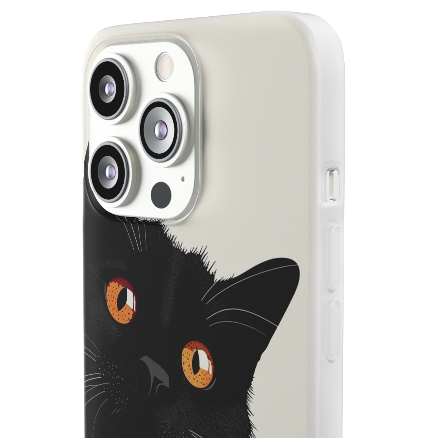 iPhone Flexi Case - Black Cat Orange Eyes Illustration