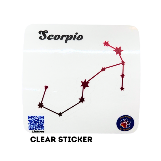 Scorpio Constellation Clear Sticker 2.5"